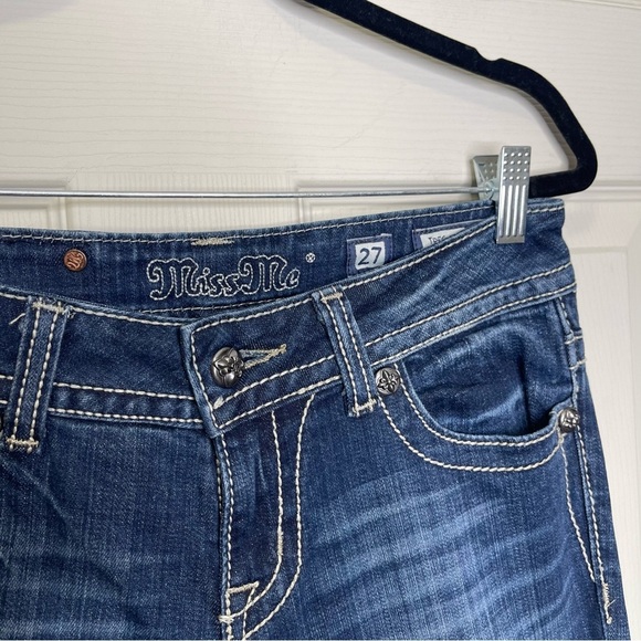 Miss Me Shine On Boot JP5645B Flap Pockets Embellished Jeans Sz 27 - Picture 7 of 8